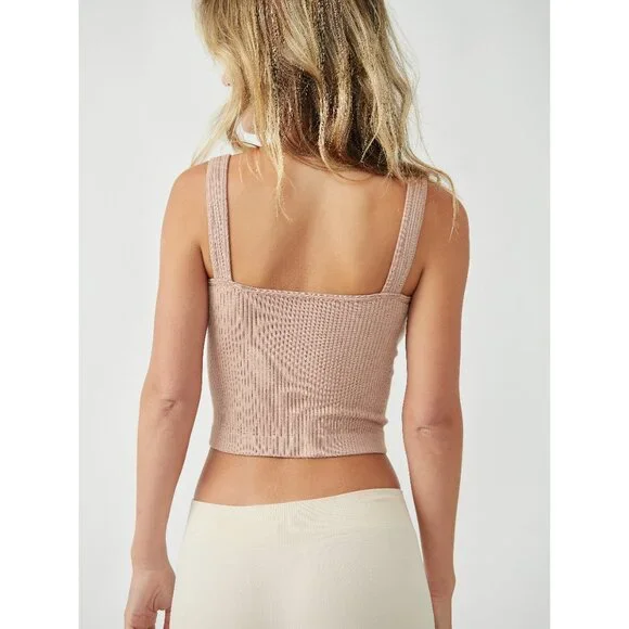 🎉LAST CHANCE🎉 FREE PEOPLE Solid Rib Brami / Almond - Picture 3 of 7